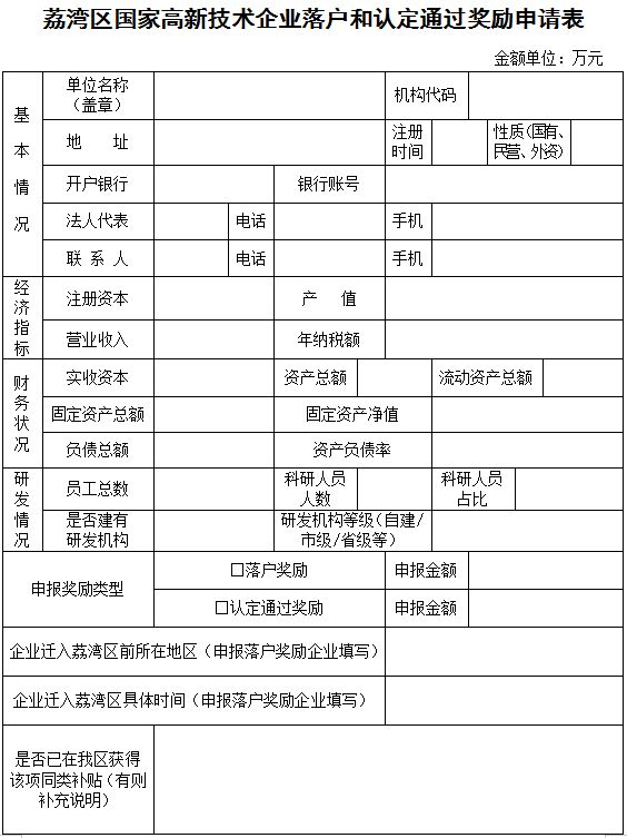 2020年荔湾区国家高新技术企业落户和认定通过奖励申报指南